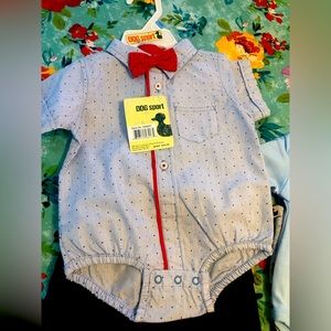 Dog Sport brand baby outfit size 6-9 months. Perfect for pictures are church.